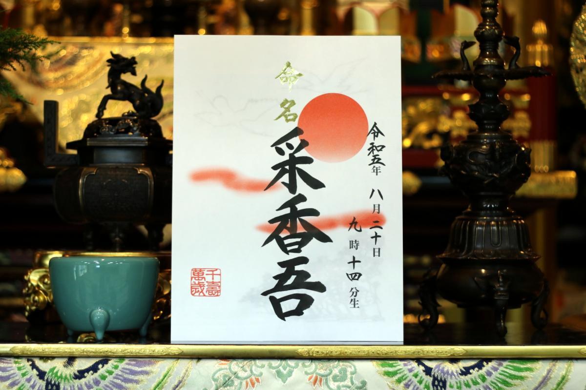 9月4日    命名紙